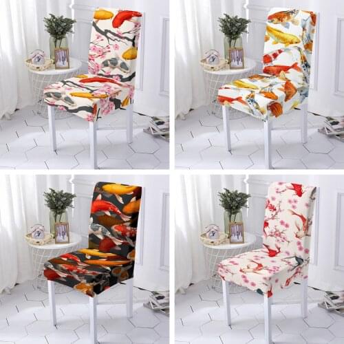 Carp Chair Cover Dining Elastic Chair Covers Spandex Stretch Elastic Office Chair Case Anti-dirty Removable 1/2/4/6piece