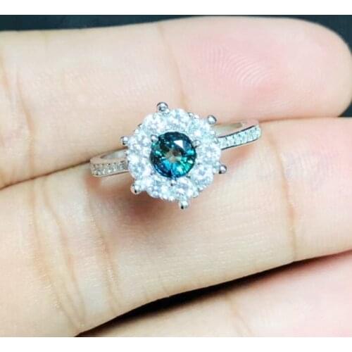 Natural real sapphire round ring Free shipping 925 sterling silver Manufacturer 5*5MM 0.65ct gemstone F8062306