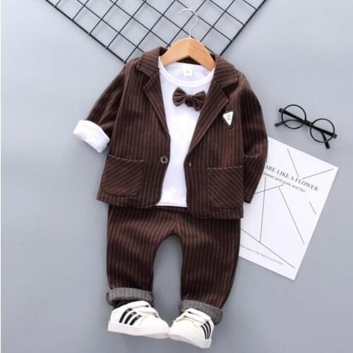 BibiCola boys set kids spring autumn cotton long sleeve 3pcs coat+shirt+pants children fashion casual sport clothing sets