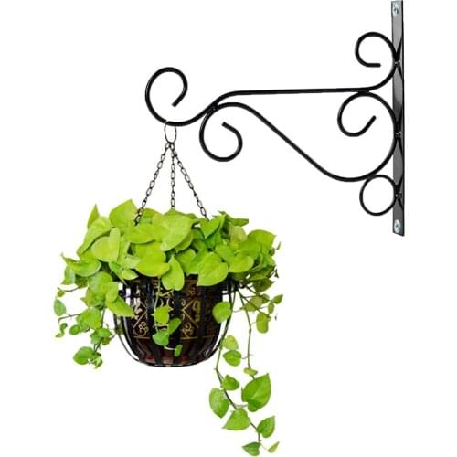 Wrought Iron Basket Flower Stand Balcony Plant Rack Bracket Hook Wall Wind Chime Rack With Screws 25 * 21cm