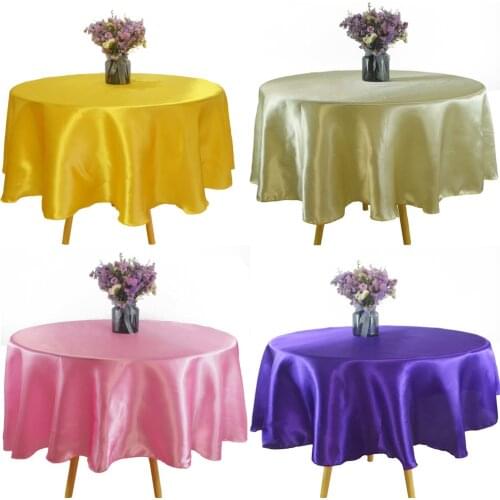 Round 145cm Satin Tablecloth Solid Color Table Covers For Wedding Birthday Christmas Party Round Table Cloth Home Decor