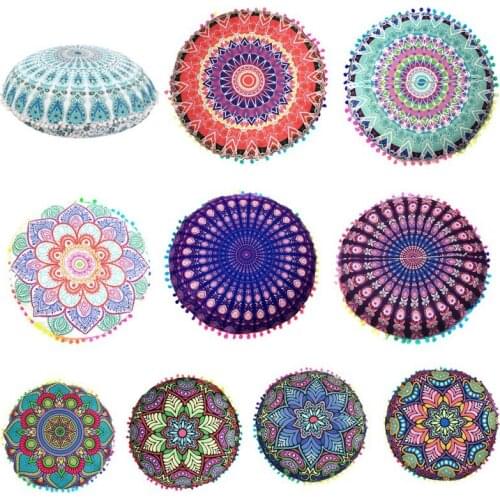 Mandala Pattern Cushion Cover Woven Round Geometric Floral Pillow Cover For Home Sofa Chair Boho Style Decorative Pillowcase