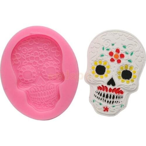 MagiDeal Halloween Skull Mask Cake Mould Baking Molds Soap Pizza Fondant Decoration Polymer Clay Dishwasher Microwave Cake Tools