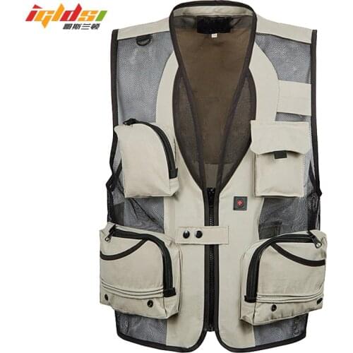 Mens Photographer Multi Pocket Waistcoat Men Mesh Baggy Sleeveless Vest With Many Pockets Spring Male Casual Shooting Jacket