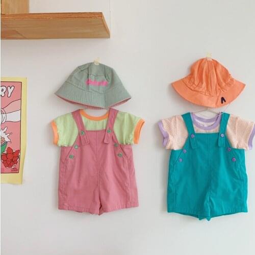 2021 new boys girls ruffles overalls summer cotton linen fashion babys pants
