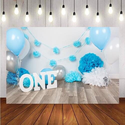 Newborn photography backdrop blue balloons kids photo shoot first birthday party decoration supplies background for photophone