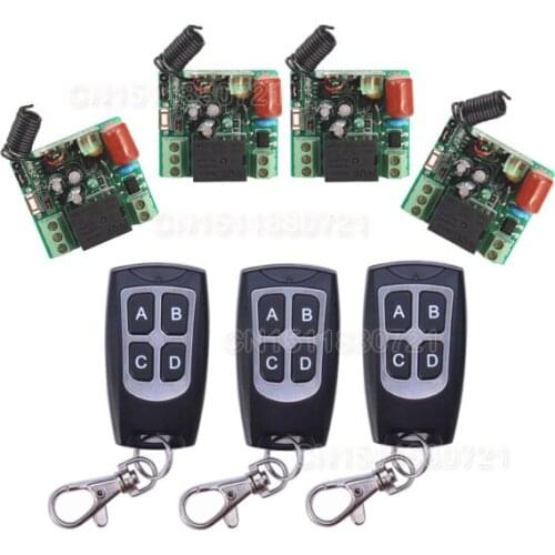 New AK-RK01S-220J 220V 1CH 10A RF Wireless Remote Switch System Receiver With Learning Button 3pcs Transmitter