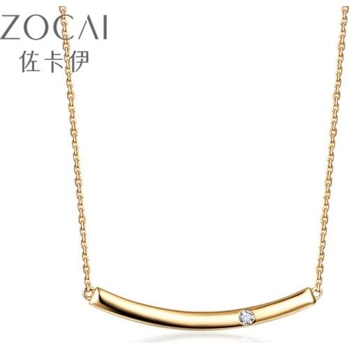 ZOCAI 18K Gold with Diamond Smile Necklace Women Choker Pendant for Girl Embellished with Diamond Jewelry with Jewelry Box Gift