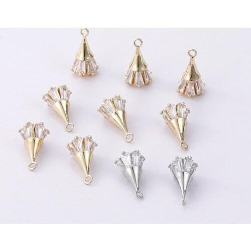 Color preserving copper plating 14K real gold flash drill zircon pendant DIY necklace earrings hand made accessories materials