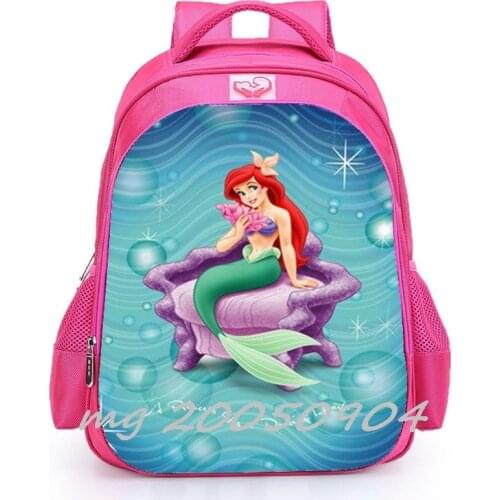 Hot 14inch The Little Mermaid Backpack for Teenager Boys and Girls Teenager Schoolbags Satchel Kids Book Bag Mochila
