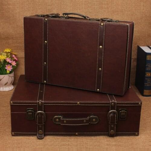 Hot vintage leather suitcase debris storage box wedding photography props store window display software installed