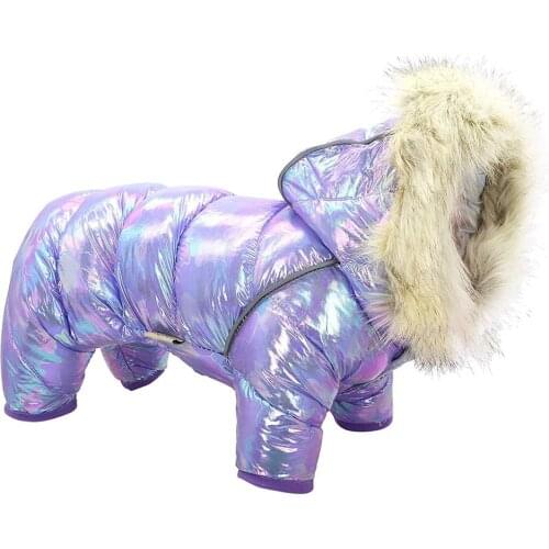 Luxury Fur Collar Thick Warm Clothes For Dogs Reflective Dog Clothes Coat Jacket Reflective Winter Warm Down Coat for Small Dog