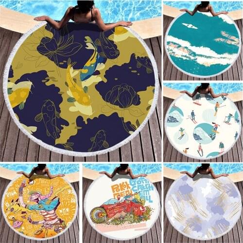 Lotus leaf fish pond Fringed beach towel Round beach towel Microfiber towel strandlaken luxury beach towel Towel beach For home