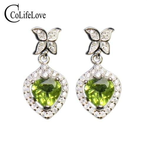 100% natural trillion cut peridot stud earrings for party 5 mm VVS peridot silver earrings 925 silver perodot earrings gift