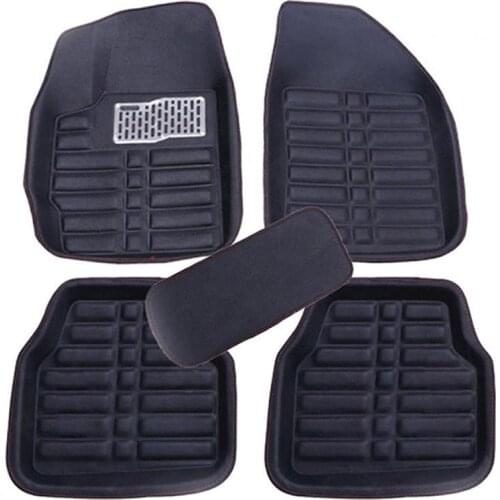 5PCS Universal Car Auto Floor Mats FloorLiner Front&Rear Carpet All Weather Mat black Waterproof Automotive Interior Decoration