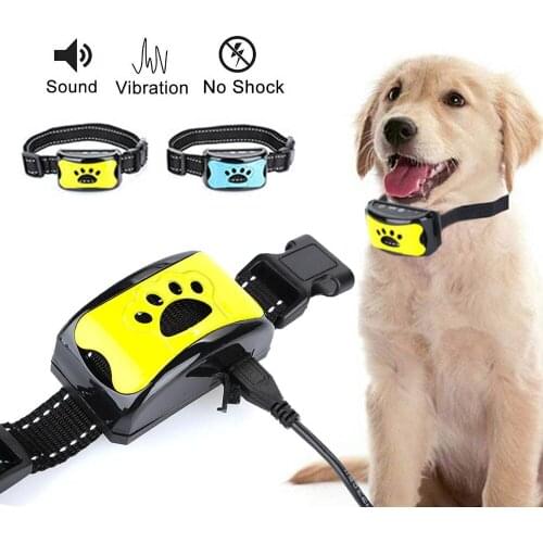 Waterproof Pet Dog Anti Bark Collar Control Train USB Rechargeable Stop Barking Pet Dog Waterproof Ultrasonic Training Collars
