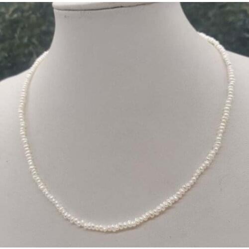 Lots 20strands 2-3mm fresh water pearls necklace small beads 2-3mm white pearl with extra Chain