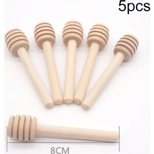 5pcs Wooden Honey Stirring Stick Dipper Stick Long Handle Honey Spoon Mixing Stick Supplies Dessert Tableware Kitchen Tools
