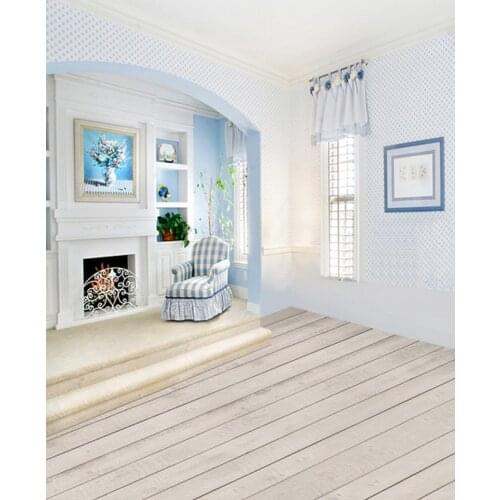5x7ft White Living Room Wooden Floor Photography Backdrops Photo Props Studio Background