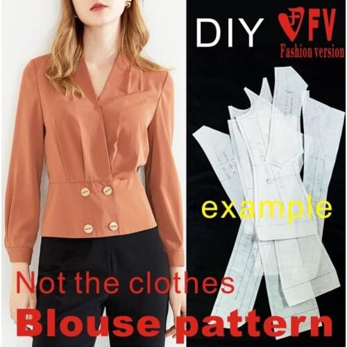 Cutting drawing womens small V-neck long-sleeved shirt pattern clothing effect picture 1:1 physical pattern BCY-153