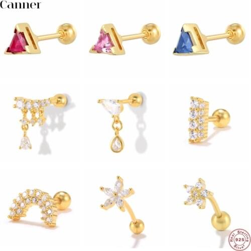 Canner 1pcs Earrings For Women Stud Earrings Emerald CZ Earrings Helix Cartilage Piercing Aretes Jewelry Pendientes Plata 925 W5
