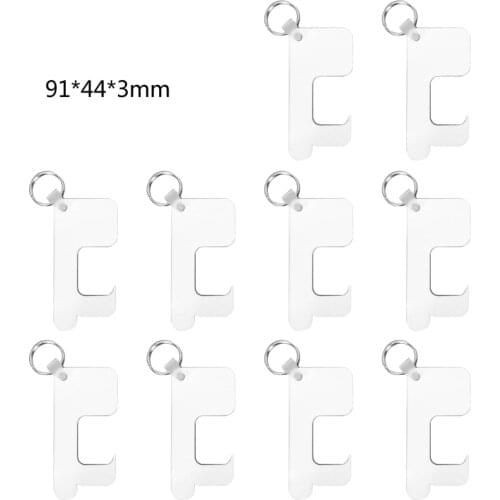 10Pcs DIY Blank Sublimation Heat Transfer Germ Free Key Chain for Open Door Elevator Zero Touch Hand Free MDF Key Ring