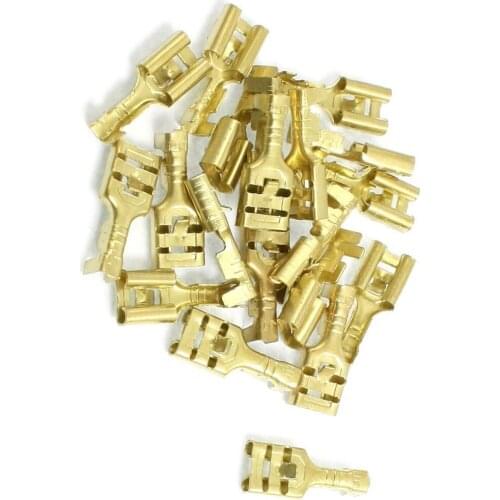 HHTL-Brass 6.3 mm Connectors Female Spade Cable Terminals, 20 Piece