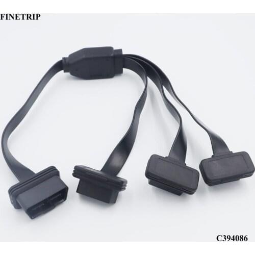 Straight Head 16 Pin OBD 1 to 3 Splitter Cable Wire Extension Cords Male to Triple Female Connector For Multiple OBD2 Equipment