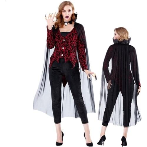 Halloween Vampire Costume Cosplay Masquerade Party Adult Earl Devil Queen Dress halloween costume