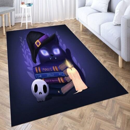 Witch Cat Carpet for Living Room 3D Anime Cartoon Rug Gamer Teen Room Bedside Lounge Rug Kids Children Floor Mats