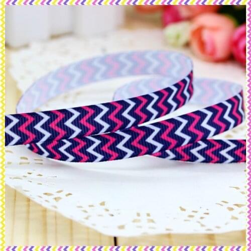 DHK 3/8'' 5yards chevron printed grosgrain ribbon headwear hair bow diy party decoration OEM Wholesale 9mm E1278