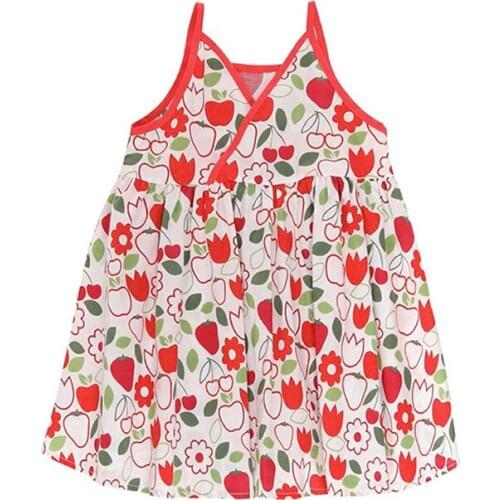 Summer Girl Suspenders Sleeveless Flower Print Sweet Princess Dresses Floral Beauty Pageant Sundress Baby Cloth