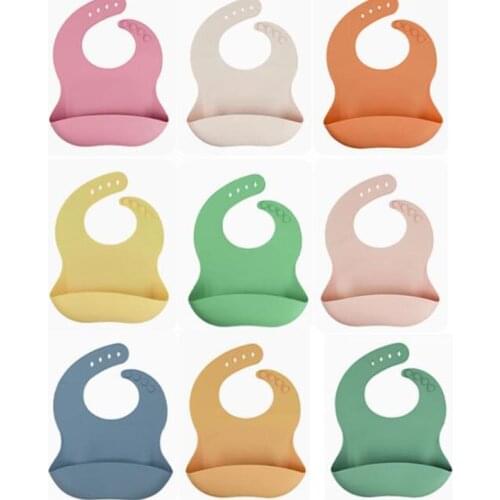 Fashionable silicon Baby Bib Waterproof Infant Bibs Newborn Feeding Cloth Toddle Boys Girls Adjustable Different Styles of Bibs