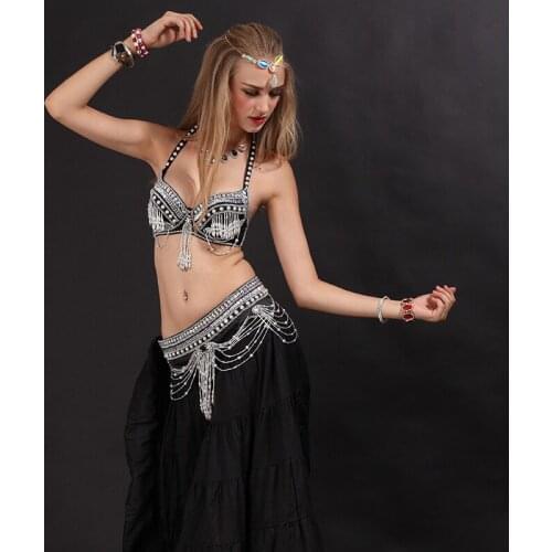 New Belly Dance Costume Set For Women Shiny Indian Clothing Adult Jewellery Bra Belt Gypsy Clothes Sexy Carnival Outfits JL1483