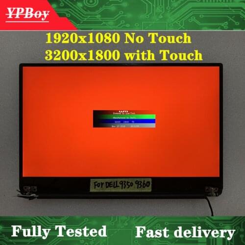 13.3" Original For Dell XPS 13 9350 9360 LCD Touch screen assembly Display 1920*1080 or 3200*1800 07TH8V P54G P54G002 Silver
