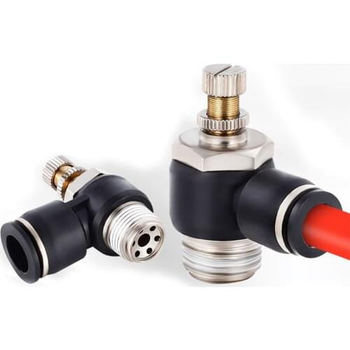 Pneumatic quick connector SL one-way throttle valve flow control hose trachea connector 4 6 8 10 12 male thread 1/8 1/4 3/8 1/2
