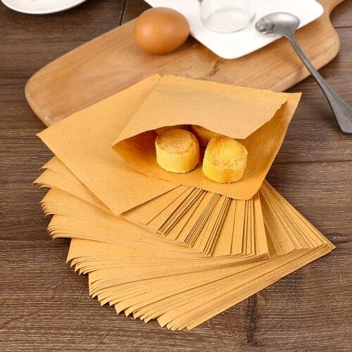 100pcs/set Sandwich Donut Bread Bag Biscuits Doughnut Solid Color Paper Bags Oilproof Bread Craft Bakery Food Packing Kraft