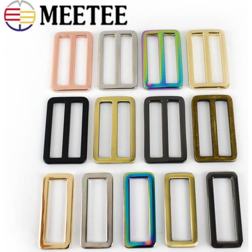 Meetee 38mm 20/50pcs Metal Ring Buckles Tri-Glide Adjust Clasp Bag Straps Slider Hook DIY Webbing Belt Buckle Adjustable Button