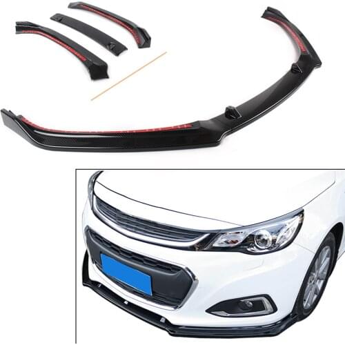 Carbon Fiber Style Car Front Bumper Low Lip Spoiler Protective Trim 3Pcs For Chevrolet Malibu 2012 2013 2014 2015 2016 2017 2018