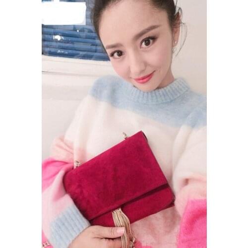 Patads single autumn winter AC lazy wind color stripe loose mohair sweater Pullover Tang Yan 2 colors