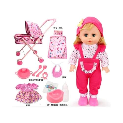 Talking girl bebe reborn vinyl dolls with Doll Stroller Foldable Trolley Toy newborn dolls for children gift play house toys