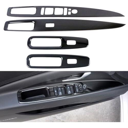 For Hyundai Elantra 2021 Stainless Steel Inner Door Window Glass Panel Armrest Lift Switch Button Cover Trim Accessories