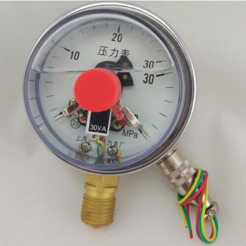 YNXC-60 2.5" 0-40Mpa shock-proof Magnetic help 60mm oil liquid filled electric contact pressure gauge manometer , lower mount