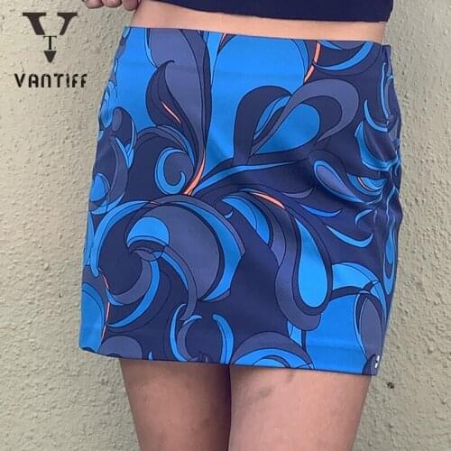 Retro Abstract Print Hit Color 2021 Summer Women Skirts New Women High-waisted Slim Skirt Temperament Bag Hip Skirt for Female