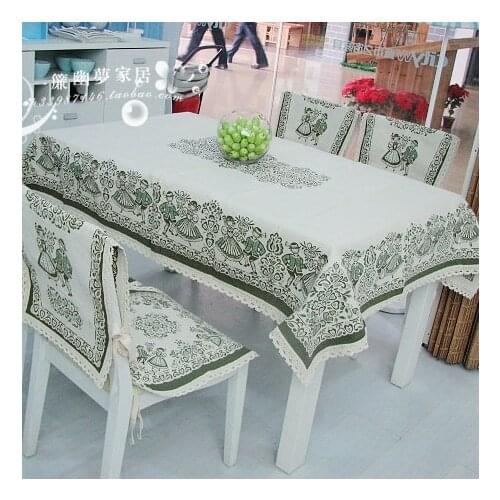 Green luxurious cotton and linen tablecloth coffee table cloth upholstery chair cover cushion different sizes