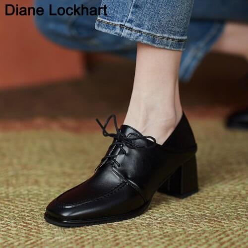 Spring Womens Lace-Up Fashion Shoes Fashion Heels Comfortable high heel Casual Chunky Pumps Female Autumn New Zapatos de Mujer