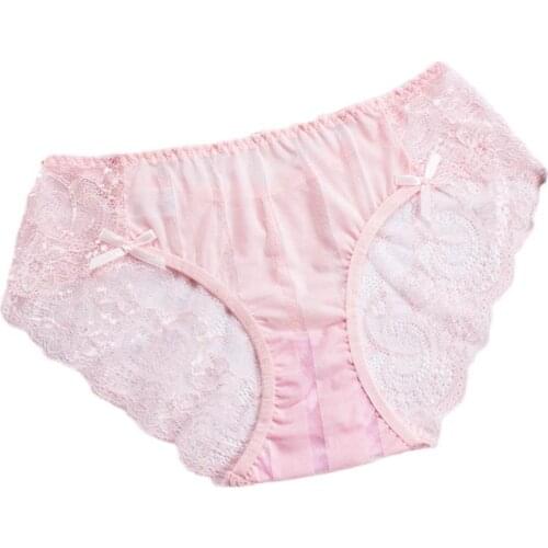 Women Fashion Sexy Lingerie Lace Breathable Soft Stretch Soft Solid Color Underpants Plus Size Underwear нижнее белье женское d4