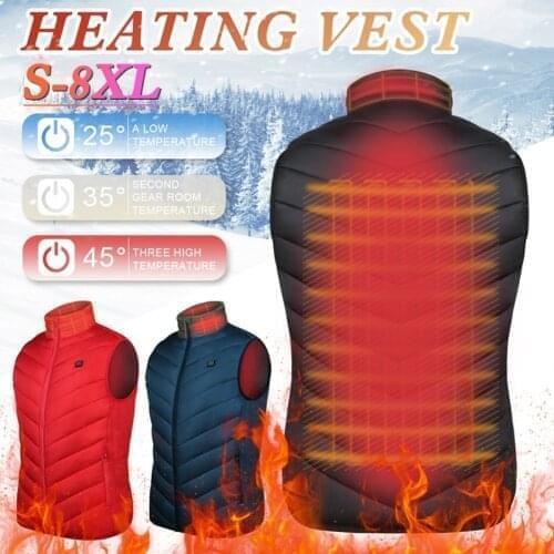 New Heated Vest Jacket Warm Winter Warm Electric USB Jacket Men Women Heating Coat Washable Thermal Hiking Camping Ski Cycling