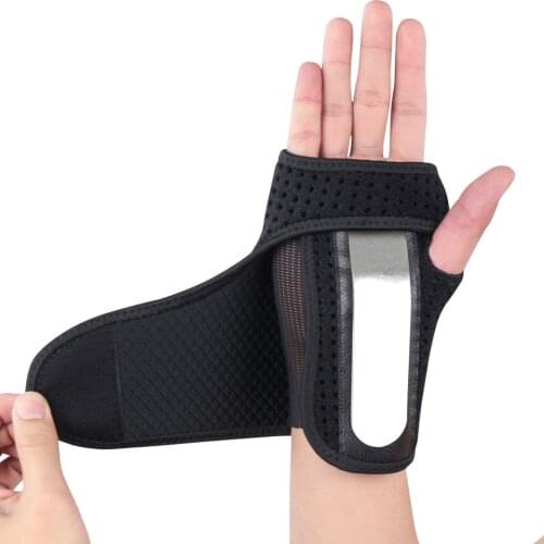 1pc Hand Protective Wristband Wrist Guards Adjustable Bracer Removable Metal Plate Support Wrap Strap Left Right