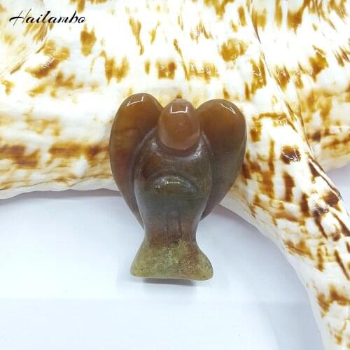 10pcs Natural Indian Agates Standing Angel Statue Bead Carved Angel Wing Figurine Pendant Classic Jewelry for Family Gift TS11A